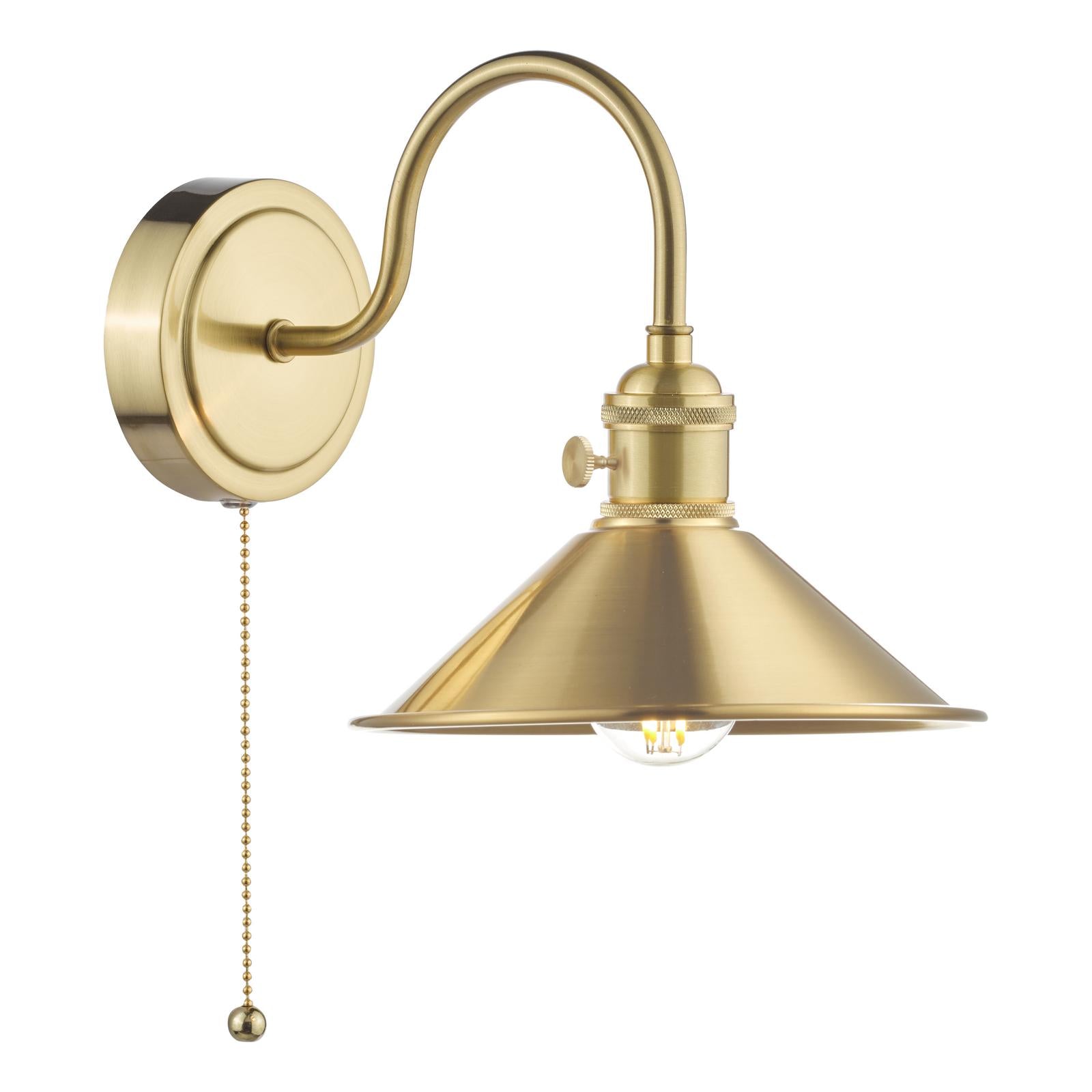 HAD0740-01 Hadano Wall Light Natural Brass and Aged Brass Metal Shade 18cm