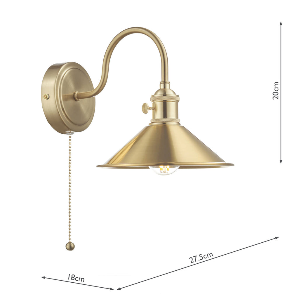 HAD0740-01 Hadano Wall Light Natural Brass and Aged Brass Metal Shade 18cm