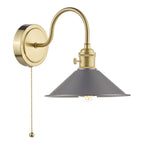 HAD0740-02 Hadano Wall Light Natural Brass and Pewter Metal Shade 18cm