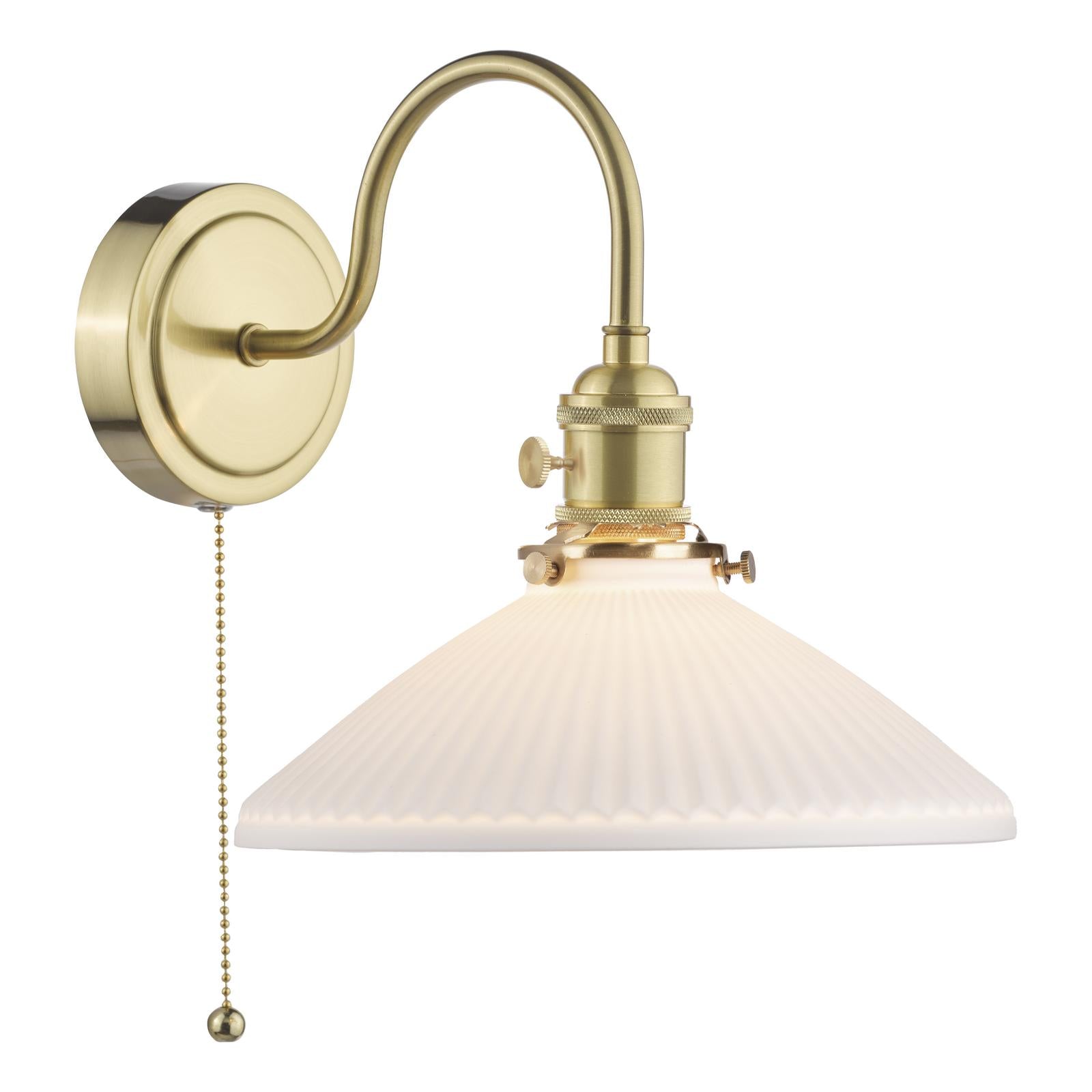 HAD0740-10 Hadano Wall Light Natural Brass and White Shallow Ceramic Shade