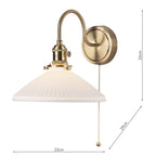 HAD0740-10 Hadano Wall Light Natural Brass and White Shallow Ceramic Shade
