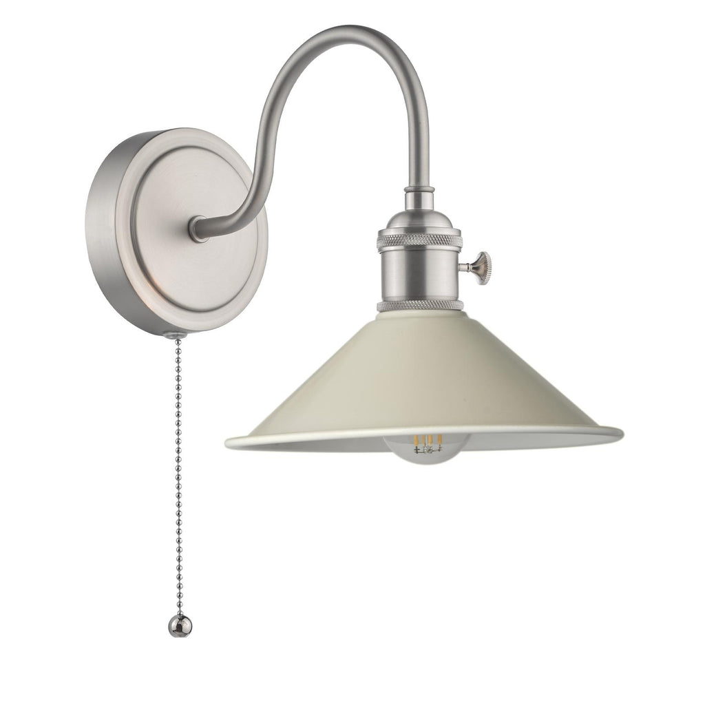 HAD0761-06 Hadano Wall Light Antique Chrome and Matt Cashmere/Taupe Metal Shade 18cm