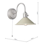 HAD0761-06 Hadano Wall Light Antique Chrome and Matt Cashmere/Taupe Metal Shade 18cm