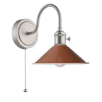 HAD0761-08 Hadano Wall Light Antique Chrome and Gloss Red/Umber Metal Shade 18cm