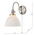 HAD0761-09 Hadano Wall Light Antique Chrome and White Domed Ceramic Shade