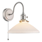 HAD0761-10 Hadano Wall Light Antique Chrome and White Shallow Ceramic Shade
