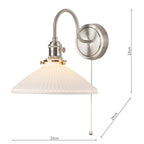 HAD0761-10 Hadano Wall Light Antique Chrome and White Shallow Ceramic Shade