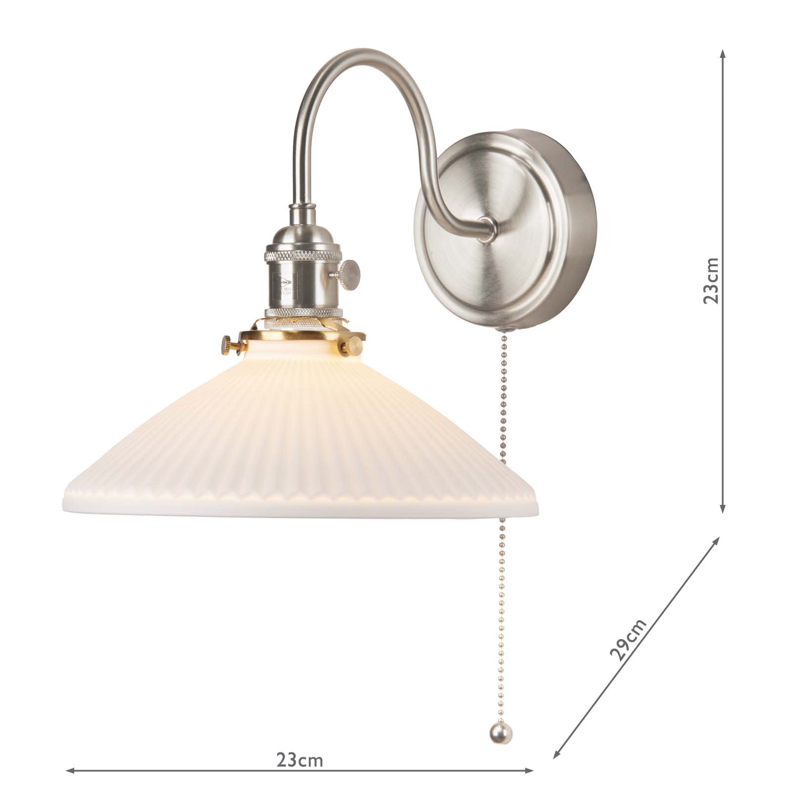 HAD0761-10 Hadano Wall Light Antique Chrome and White Shallow Ceramic Shade