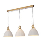 HAD3640-09 Hadano 3 Light Bar Pendant Natural Brass and White Domed Ceramic Shade