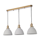 HAD3640-09 Hadano 3 Light Bar Pendant Natural Brass and White Domed Ceramic Shade