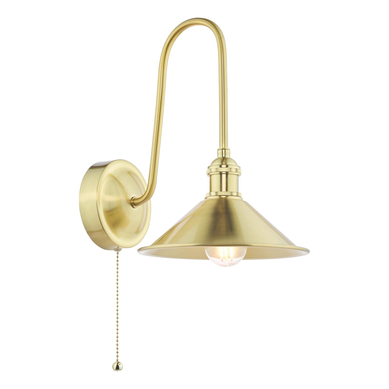 HAD7140-01 Hadano Tall Wall Light Natural Brass and Aged Brass Metal Shade 18cm