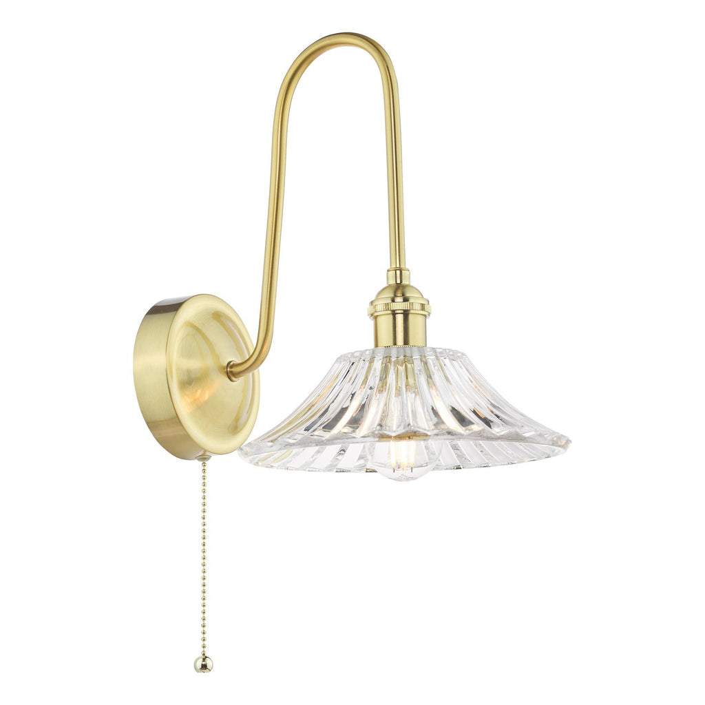 HAD7140-04 Hadano Tall Wall Light Natural Brass and Clear Flared Glass Shade