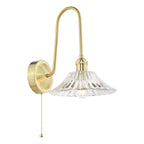HAD7140-04 Hadano Tall Wall Light Natural Brass and Clear Flared Glass Shade