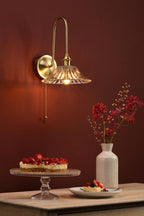 HAD7140-04 Hadano Tall Wall Light Natural Brass and Clear Flared Glass Shade