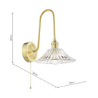 HAD7140-04 Hadano Tall Wall Light Natural Brass and Clear Flared Glass Shade