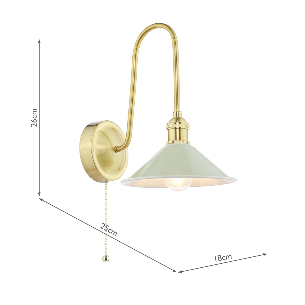 HAD7140-06 Hadano Tall Wall Light Natural Brass and Matt Cashmere/Taupe Metal Shade 18cm