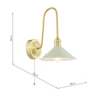 HAD7140-06 Hadano Tall Wall Light Natural Brass and Matt Cashmere/Taupe Metal Shade 18cm