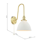 HAD7140-09 Hadano Tall Wall Light Natural Brass and White Domed Ceramic Shade