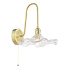 HAD7140-12 Hadano Tall Wall Light Natural Brass and Wavy Glass Shade