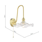 HAD7140-12 Hadano Tall Wall Light Natural Brass and Wavy Glass Shade