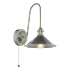 HAD7161-02 Hadano Tall Wall Light Antique Chrome and Pewter Metal Shade 18cm
