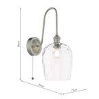 HAD7161-03 Hadano Tall Wall Light Antique Chrome and Clear Dimpled Glass Shade