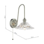 HAD7161-04 Hadano Tall Wall Light Antique Chrome and Clear Flared Glass Shade