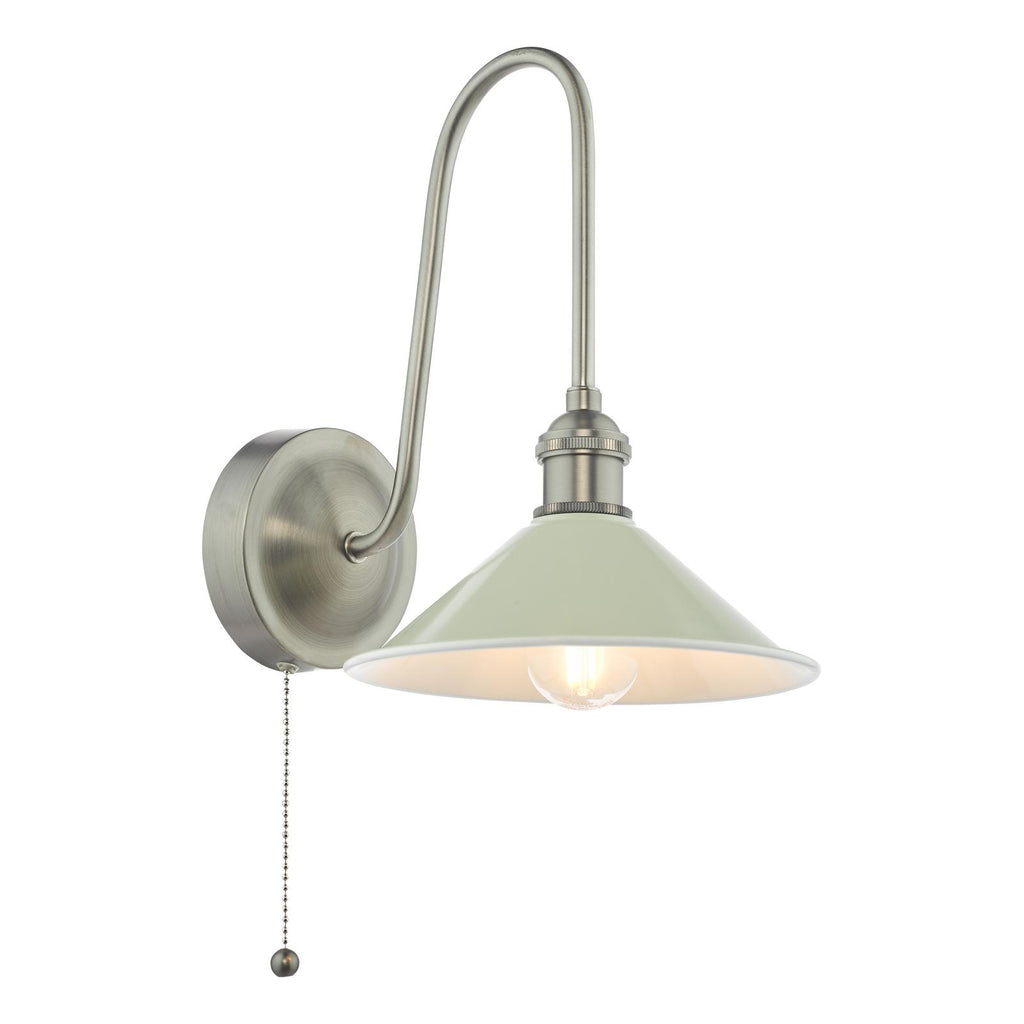 HAD7161-06 Hadano Tall Wall Light Antique Chrome and Matt Cashmere/Taupe Metal Shade 18cm