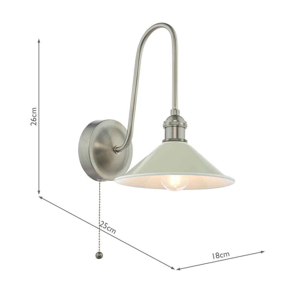 HAD7161-06 Hadano Tall Wall Light Antique Chrome and Matt Cashmere/Taupe Metal Shade 18cm