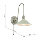 HAD7161-06 Hadano Tall Wall Light Antique Chrome and Matt Cashmere/Taupe Metal Shade 18cm