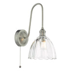 HAD7161-11 Hadano Tall Wall Light Antique Chrome and Scalloped Bell Glass Shade
