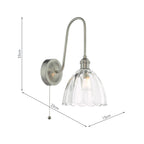 HAD7161-11 Hadano Tall Wall Light Antique Chrome and Scalloped Bell Glass Shade