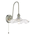 HAD7161-12 Hadano Tall Wall Light Antique Chrome and Wavy Glass Shade