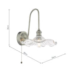 HAD7161-12 Hadano Tall Wall Light Antique Chrome and Wavy Glass Shade