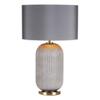 HEL4239 Helicon Table Lamp Grey Ribbed Glass and Antique Brass With Shade