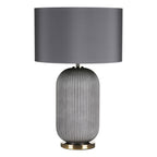 HEL4239 Helicon Table Lamp Grey Ribbed Glass and Antique Brass With Shade