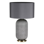 HEL4239 Helicon Table Lamp Grey Ribbed Glass and Antique Brass With Shade