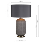 HEL4239 Helicon Table Lamp Grey Ribbed Glass and Antique Brass With Shade