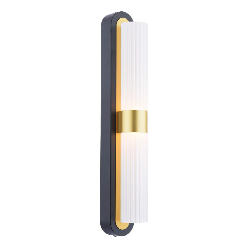 HES0954 Hessel 2 Light Wall Light Matt Black and Satin Gold LED