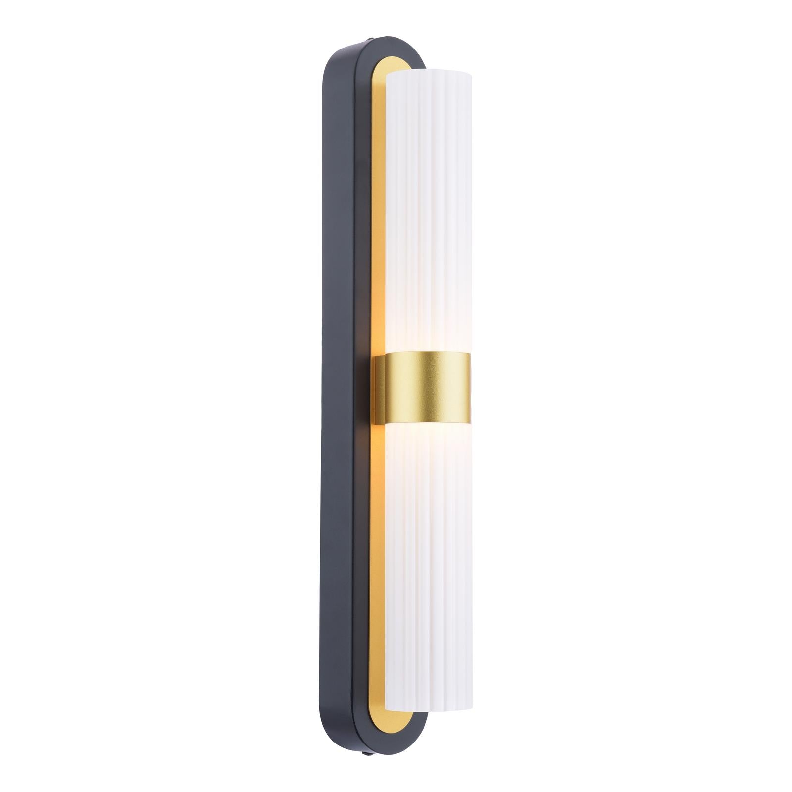 HES0954 Hessel 2 Light Wall Light Matt Black and Satin Gold LED