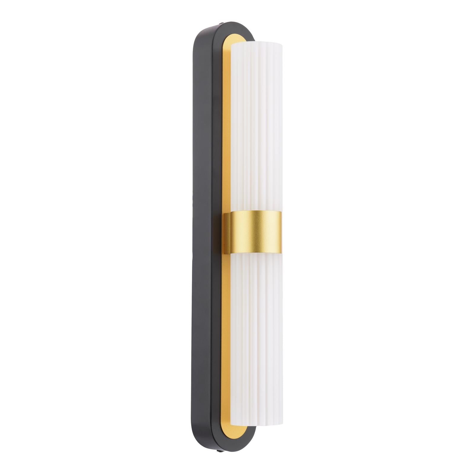 HES0954 Hessel 2 Light Wall Light Matt Black and Satin Gold LED