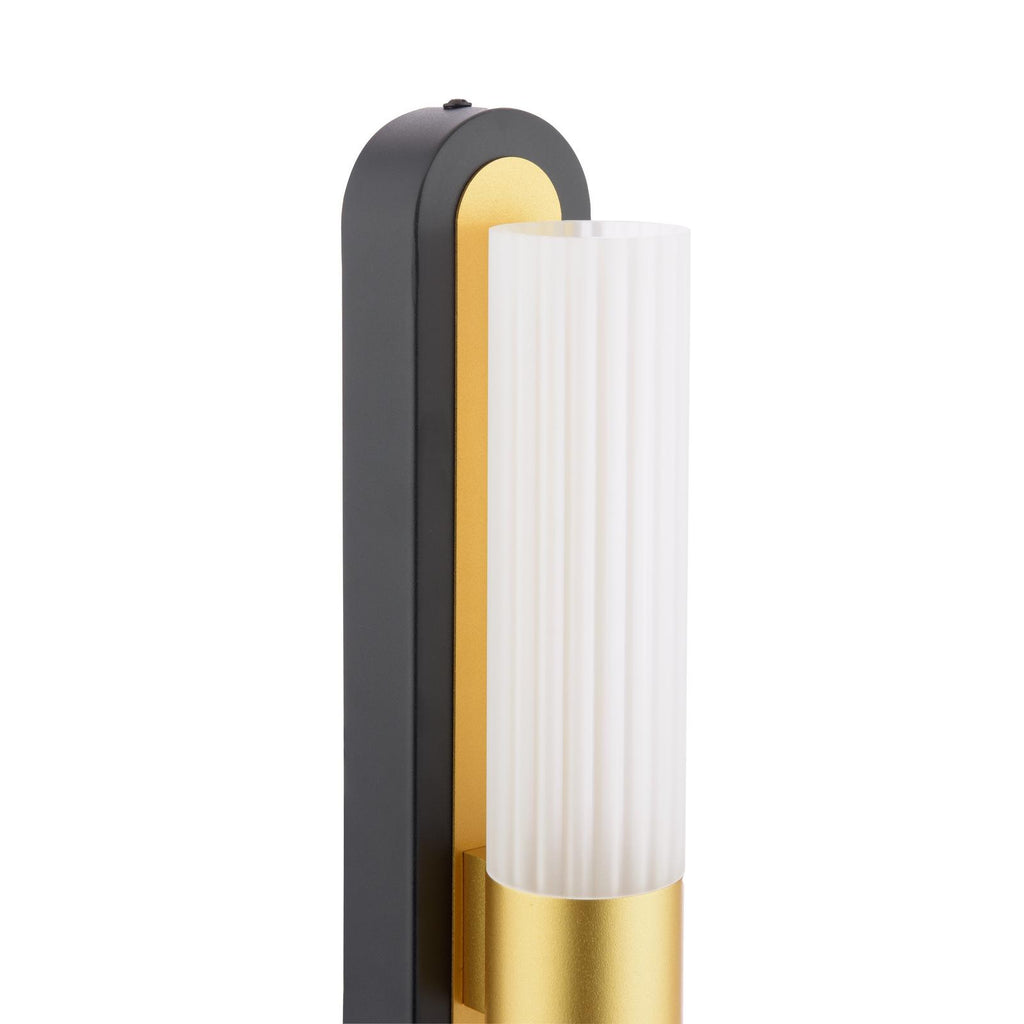 HES0954 Hessel 2 Light Wall Light Matt Black and Satin Gold LED