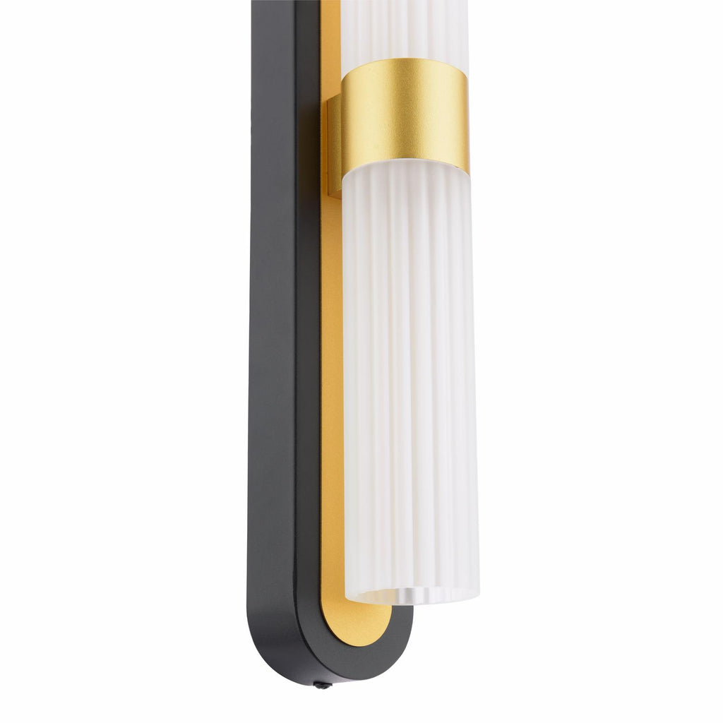 HES0954 Hessel 2 Light Wall Light Matt Black and Satin Gold LED