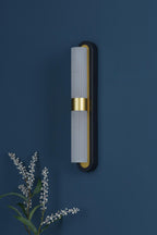 HES0954 Hessel 2 Light Wall Light Matt Black and Satin Gold LED