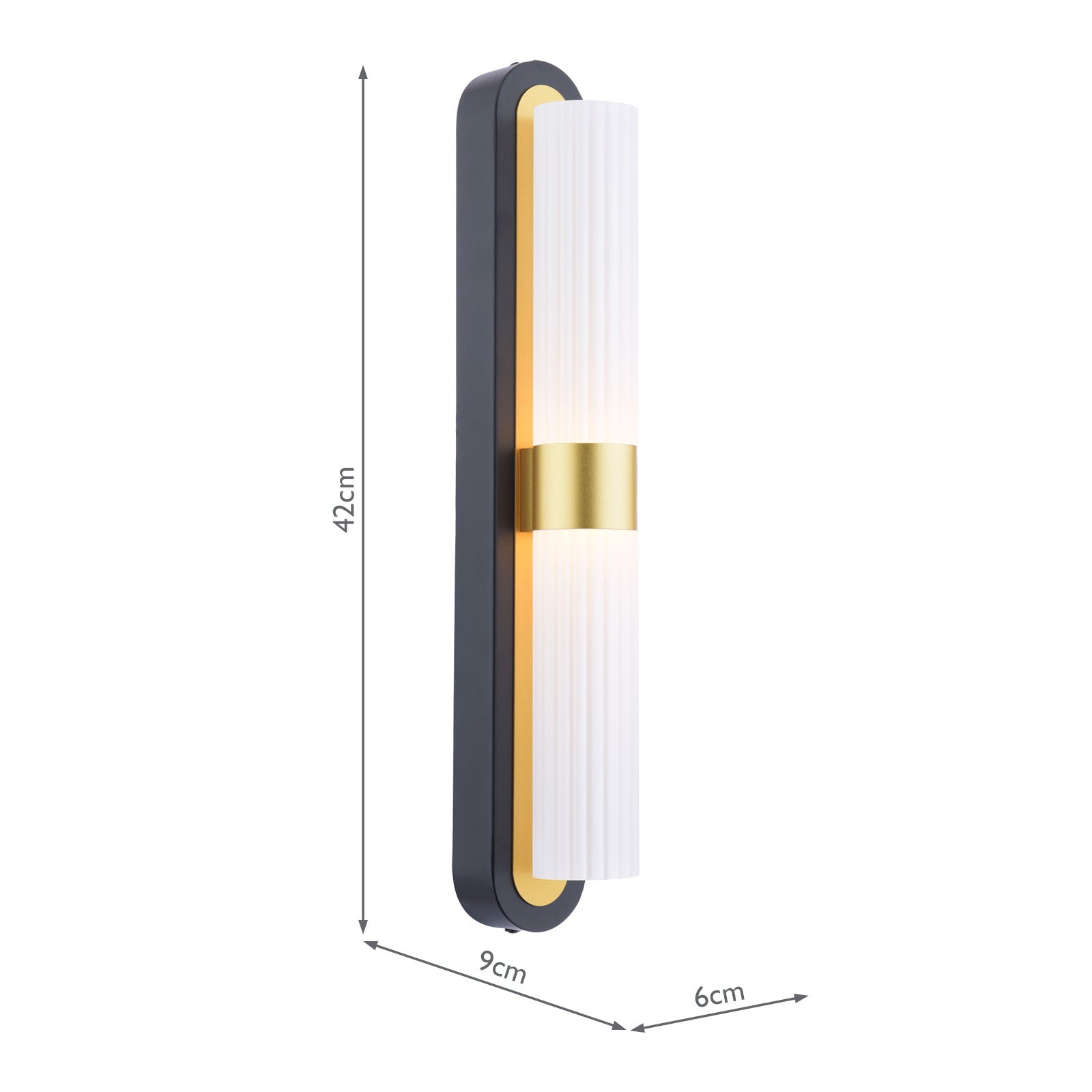 HES0954 Hessel 2 Light Wall Light Matt Black and Satin Gold LED