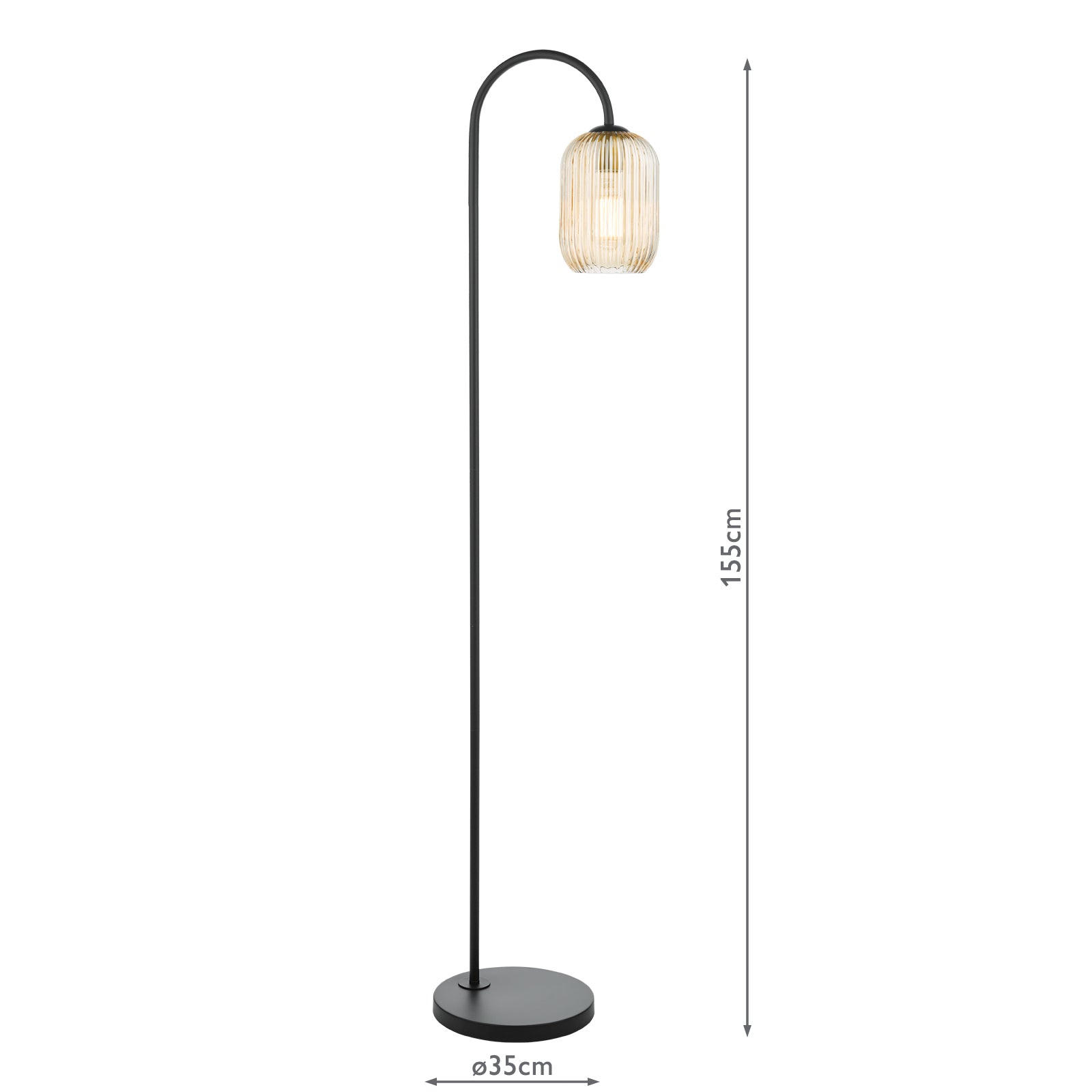 IDR4922-SAW6506 Idra Floor Lamp Matt Black and Champagne Ribbed Glass