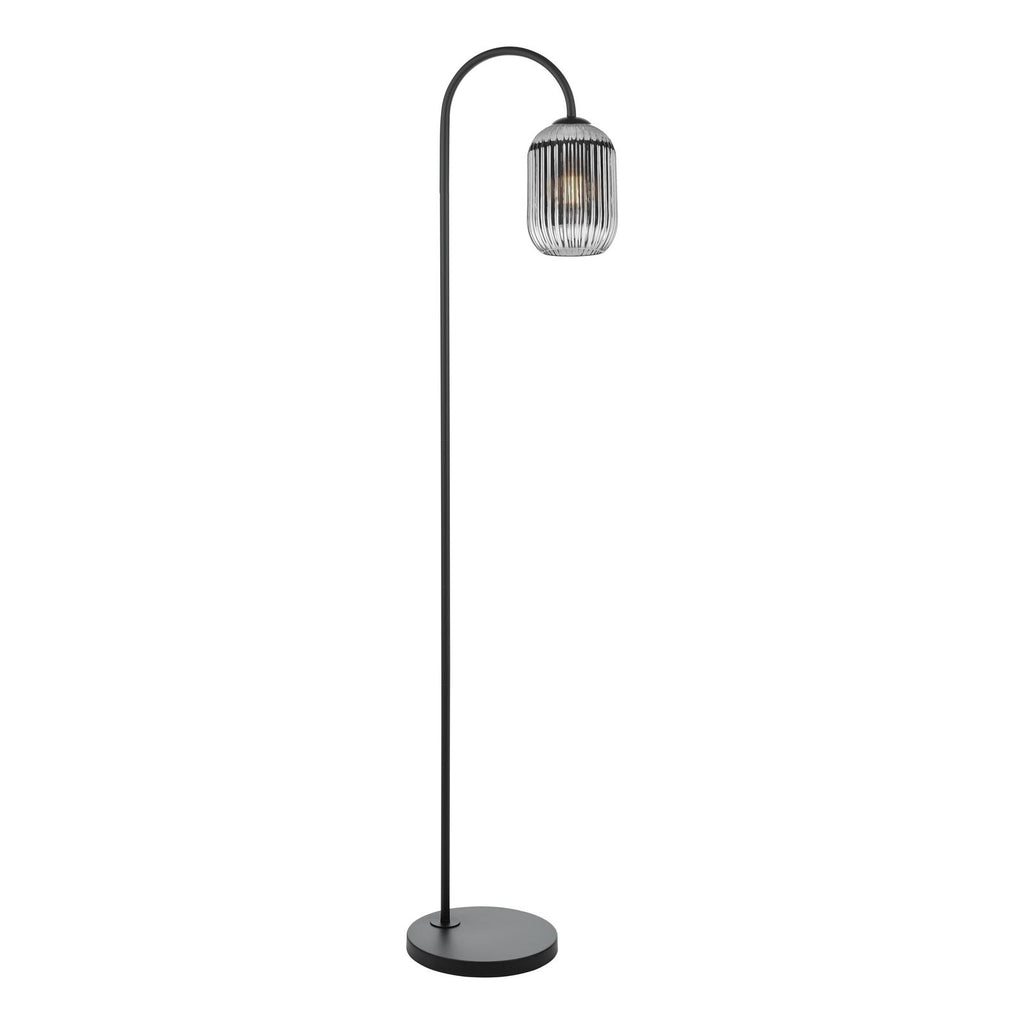 IDR4922-SAW6510 Idra Floor Lamp Matt Black and Smoked Ribbed Glass