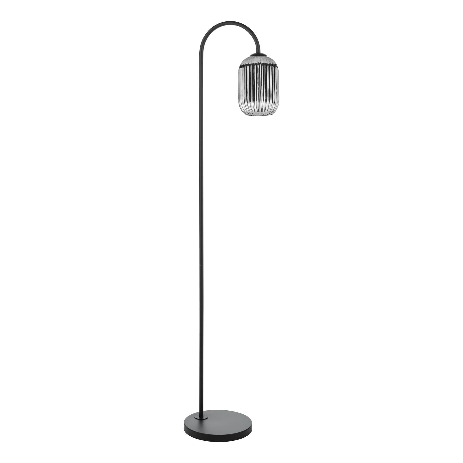 IDR4922-SAW6510 Idra Floor Lamp Matt Black and Smoked Ribbed Glass