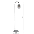 IDR4922-SAW6510 Idra Floor Lamp Matt Black and Smoked Ribbed Glass