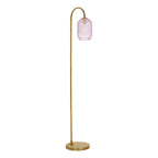 IDR4963-SAW6503 Idra Floor Lamp Aged Bronze and Pink Ribbed Glass